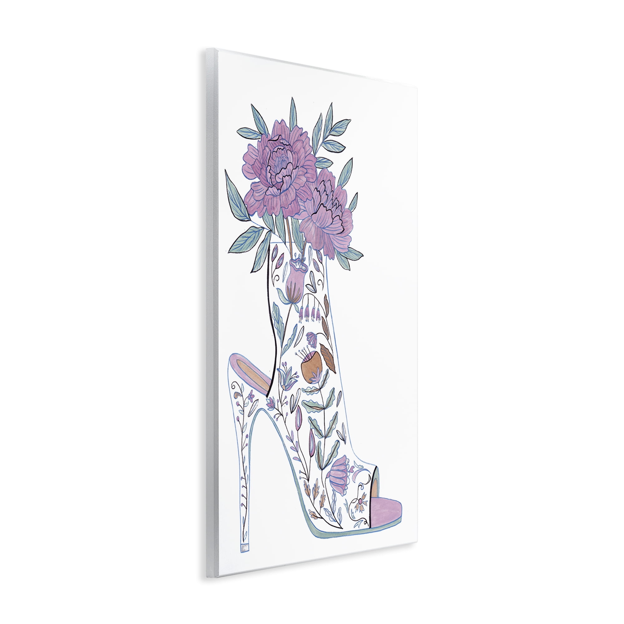 Stupell Industries Shoe with Bouquet Botanical & Floral Painting Unframed Art Print Wall Art, 10 x 15