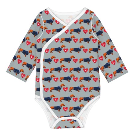 

Matuu Dachshund Dog Heart for Baby Long-Sleeve Bodysuit Soft Cotton Comfortable and Breathable Perfect for Newborns and Infants
