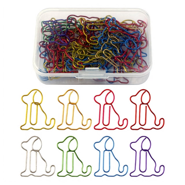 Visland 50Pcs Christmas Paper Clips Dog Shape Non-bending Metal Clips Office School Desk Organizing Cards Document Fasteners