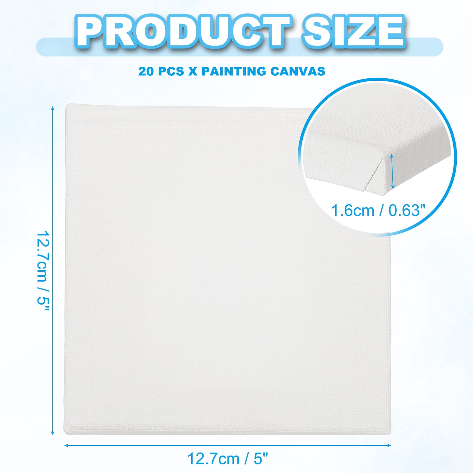 Uxcell Painting Canvas, 20 Pack 5x5" Blank Cotton Canvas Drawing Board Acrylic Oil Paint Set Art Supplies for Watercolor Oil Acrylic Gouache Tempera