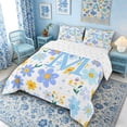 thumbnail image 3 of Meiyoeat Lovely Wildflower Letter M King Size Comforter Sets 3Pcs for Girls Teens,Sweet Monogram Comforters King Size,Light Blue Yellow White,1 Comforter and 2 Pillowcases, 3 of 6
