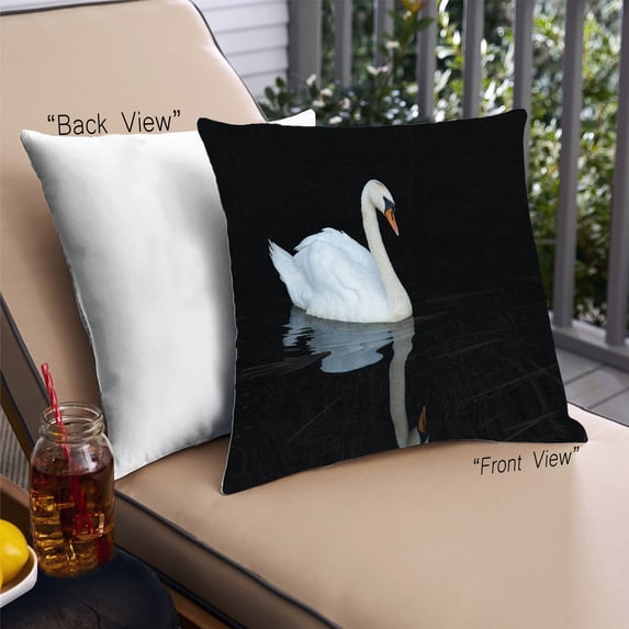 Ahgly Company Animals Swan Outdoor Throw Pillow, 18 inch by 18 inch