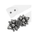 thumbnail image 3 of Cinturones elásticos para mujeres, banda de cintura de flores de rosa vintage elegante con rhinestones para vestido abrigo 90x6cm/35.4x2.4" Banda blanca-negra, 3 of 6