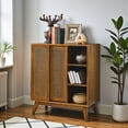 thumbnail image 2 of Tcbosik Storage Cabinet, Floor Buffet Sideboard with Sliding Doors, Coffee Bar Cabinet with Adjustable Shelf, Console Cabinet for Kitchen, Hallway, Living Room, Light Brown, 2 of 7