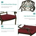 thumbnail image 6 of MEETWARM 2 Piece Patio Dining Chairs with Cushions, Outdoor All-Weather Cast Aluminum Chairs, Patio Bistro Dining Chair Set of 2 for Garden Deck Backyard, Chili Red, 6 of 7