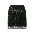 thumbnail image 5 of Seyurigaoka Women Sequined Fringe Skirt Glitters Elastic Waist Miniskirt, 5 of 8