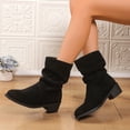 thumbnail image 7 of WAVSUF Mid Calf Boots for Women's Round Toe Wide Width Side Zip Winter Daily Slouch Boots Black Size 5.5, 7 of 7