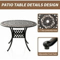 thumbnail image 6 of Cast Aluminum Outdoor Dining Table 42" Round Patio Dining Table with 1.7" Umbrella Hole,Large Garden Patio Table for 4-6 People, Bronze, 6 of 15