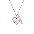 thumbnail image 2 of Delight Jewelry Silvertone Large Red Crystal Heart with Clear Heartbeat Silvertone Believe Faith Prayer Hope Bar Charm Necklace, 23", 2 of 4