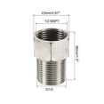 thumbnail image 3 of Uxcell 1/2BSPT Female to Male Thread 38mm Stainless Steel Hex Reducer Fitting, 3 of 5