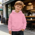 thumbnail image 3 of GobdXE Solid Cotton Blend Girls Pullover Hoodie Long Sleeve Waffle Texture Kangaroo Pocket Bubble Sleeve Loose Casual Children Sweatshirt,11-12 Years(Pink), 3 of 6