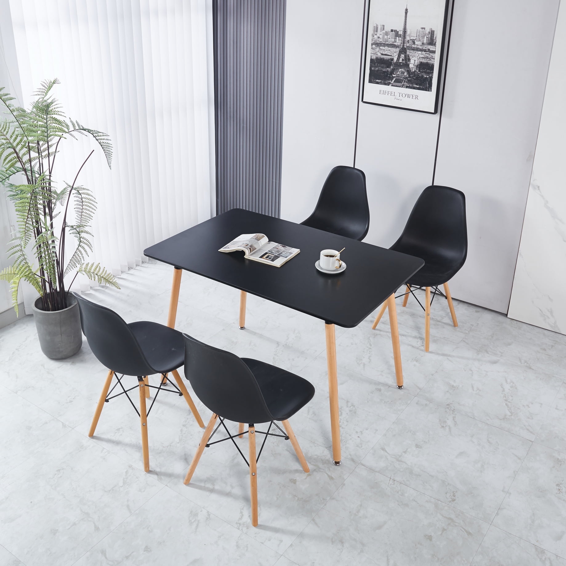 MAYEERTY Modern Square Extendable Dining Table Metal Leg White