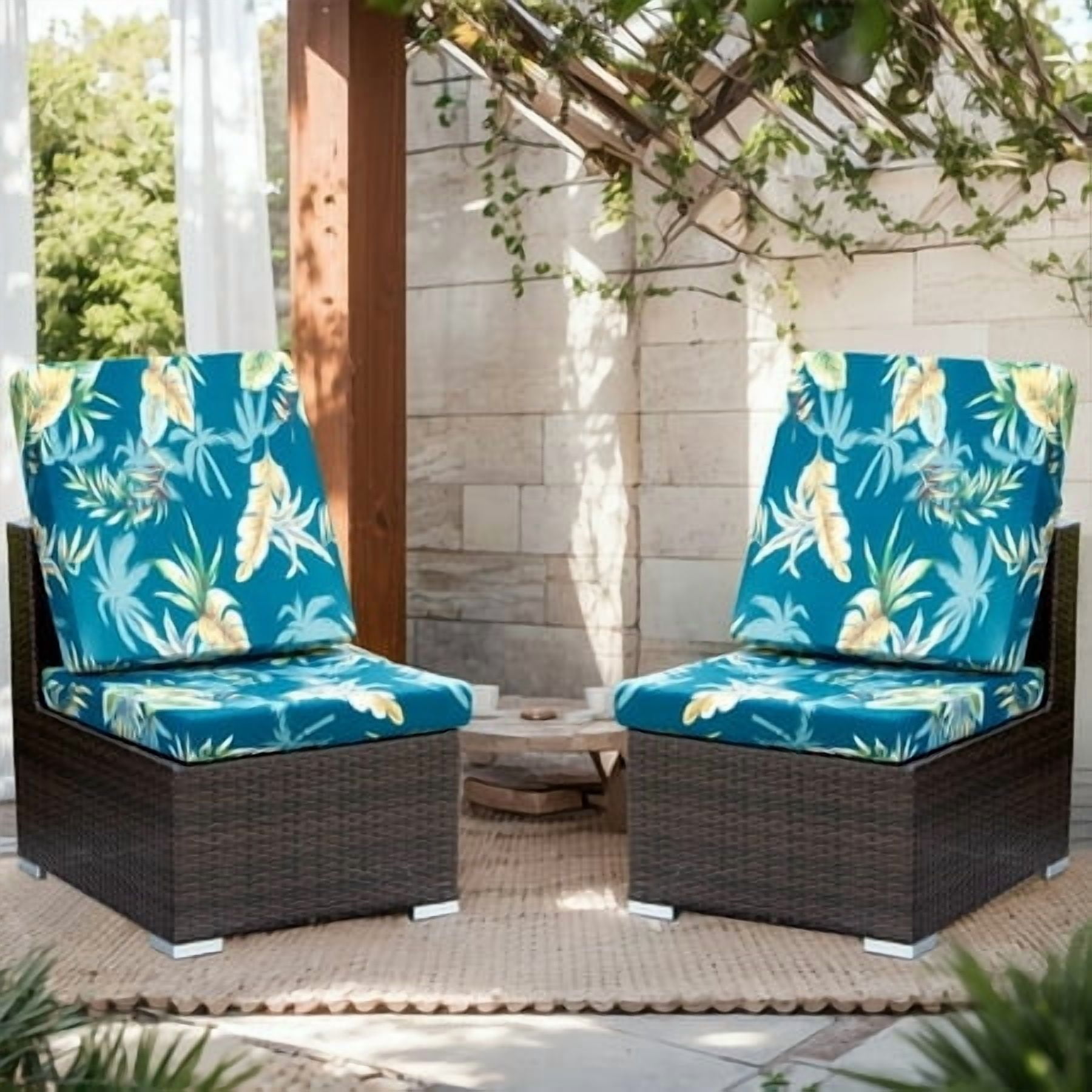 SHANNA 8 Pack Printed Patio Stretch Sofa Cushion Covers, Floral Pattern Outdoor Sofa Cushion Covers, Replacement Washable Couch Chair Cushion Covers Porch Patio Furniture Protector