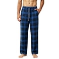 thumbnail image 2 of LEKWK Mens Pajama Pants Plaid Elastic Waist Drawstring Lounge Trousers Casual Relaxed Fit Sleepwear with Pockets Fall Pants Homewear, 2 of 6