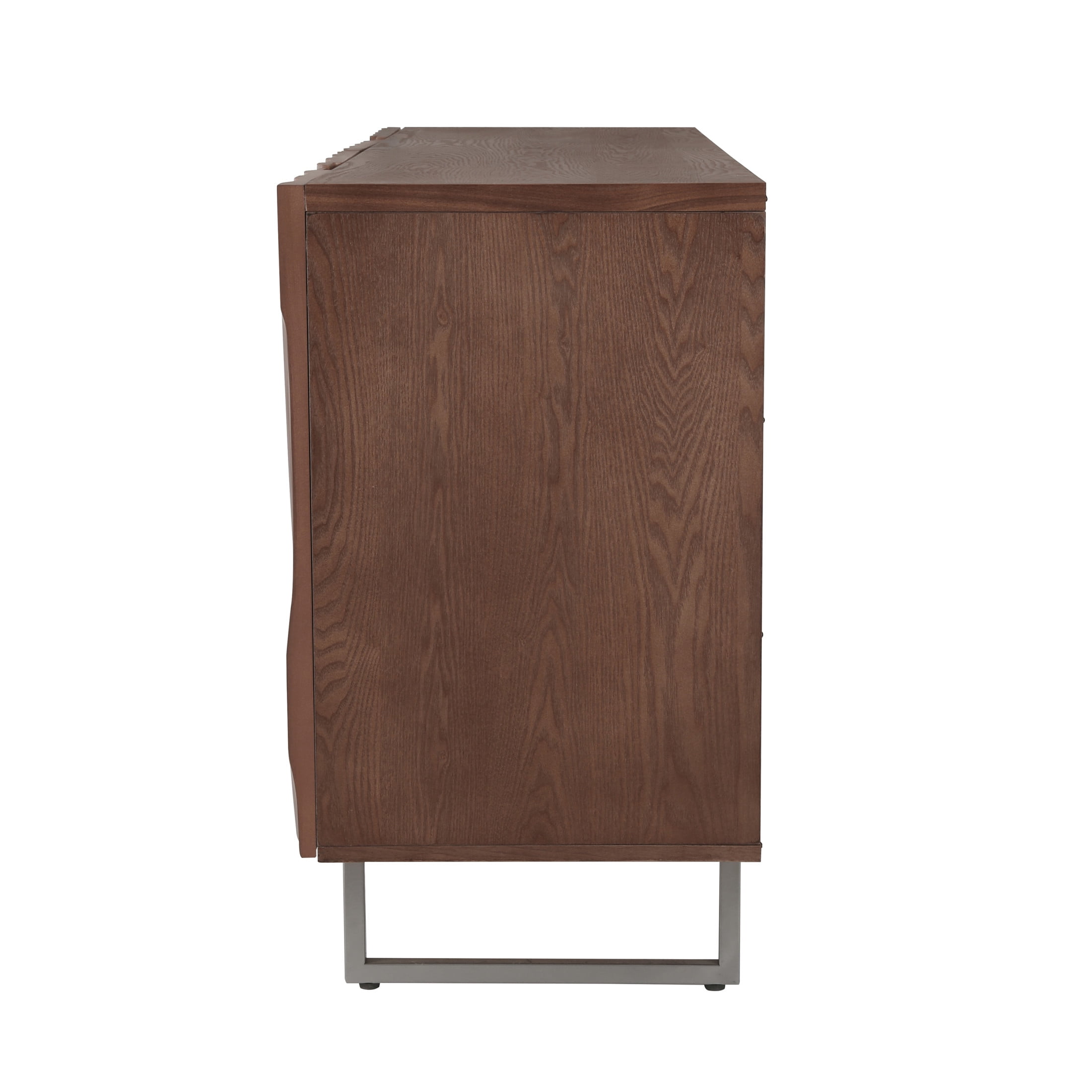 Christopher Knight Home Modern Sculptural 60" Sideboard, Ripple Doors, Adjustable Shelves, Metal Legs, Brown