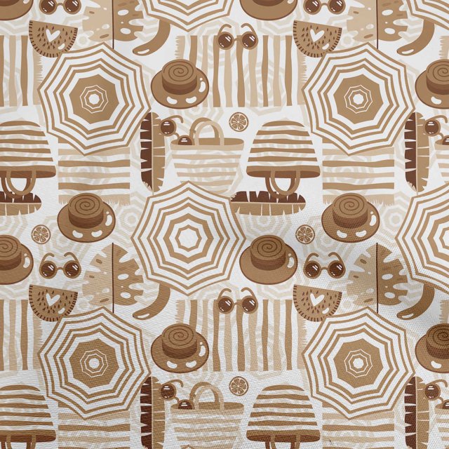 oneOone Rayon Brown Fabric Beach Sewing Craft Projects Fabric Prints By Yard 56 Inch Wide