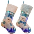thumbnail image 4 of Medias navideñas colgantes, medias navideñas bordadas en azul, bolsas de regalo para decoración navideña, bolsas de dulces para árbol de chimenea, 4 of 5