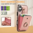 thumbnail image 4 of for iPhone 16 Plus Wallet Case with Card Holder, PU Leather Case with Ring Holder Kickstand, Snap Button Card Slots Case for Women Men for iPhone 16 Plus with Crossbody Strap - Rosegold, 4 of 10