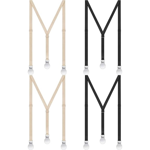 4 Pcs Women Hidden Thin Suspenders Under Clothes Adjustable Y Back Braces Black Beige