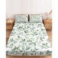 thumbnail image 2 of Twin Sze Fitted Sheet Set - Sage Green Leaf 2 Piece Bedding Sets 16" Deep Pocket Fitted Sheet with 1 Pillowcase, Country Eucalyptus Nature Plant Branch Brushed Microfiber Hotel Luxury Bed Sheets, 2 of 9