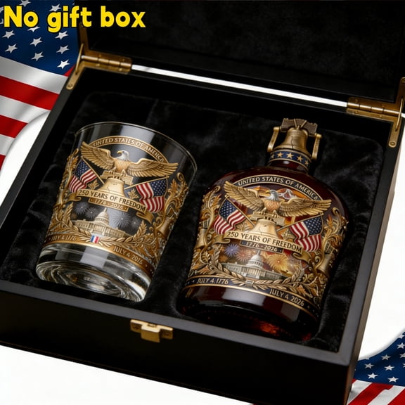 250Th Anniversary Gifts-250 Anniversary Whiskey Bottle Large Capacity Whiskey Bottle And Decanter Set,250 Anniversary Usa Decanter,300Ml Cup 750Ml Bottle
