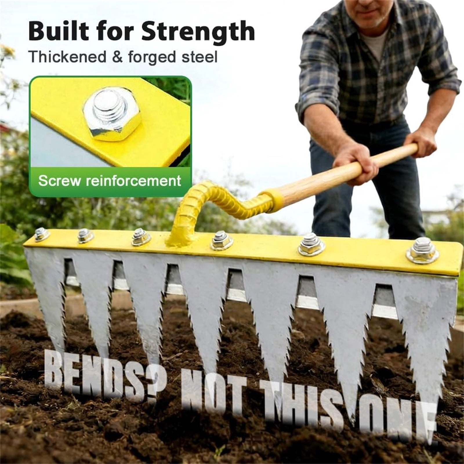 Iron Weeding Rake, Heavy Duty Garden Hand Weeder Rake, 2026 Upgrade 4/5/6/7 Teeth Garden Weeder Rakes for Yard Lawn and Garden, Manual Weed Puller Gardening Weeding Tool