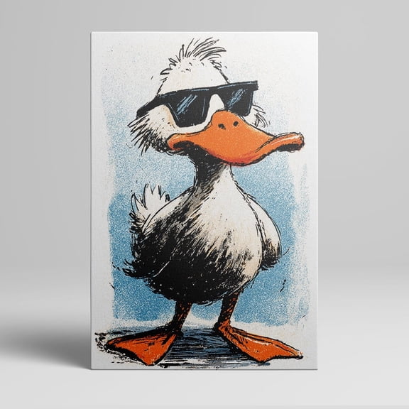 1pc Cool Cartoon Duck Wearing Sunglasses Framed Decor room hanging Wall Picture Decor for Home Gifts, living room, bathroom, bedroom, kitchen wall art decor canvas wall art