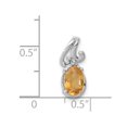 thumbnail image 3 of 925 Sterling Silver Polished Prong set Rhodium Plated Diamond and Citrine Oval Pendant Necklace Pendant for Women, 3 of 4