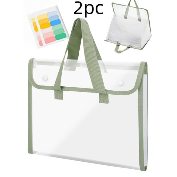 2 Piece Clear Accordion File Organizer with 13 Expanding Pockets for Office