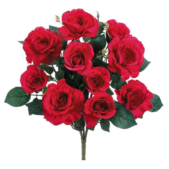 Allstate Rose Artificial Floral Bush Spray - 18" - Red