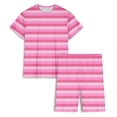thumbnail image 6 of Ndbuld Women's Tops Women's two-piece spring and summer suit short-sleeved loose sportswear casual leisure suit matching suit Family Gifts Pink 2XL, 6 of 6