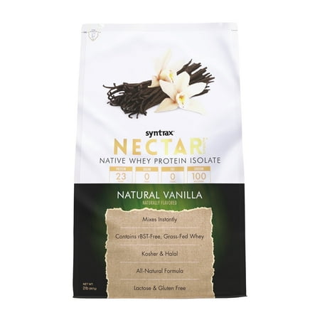 Syntrax Nectar Naturals, Natural Vanilla, 2 lbs. Native Whey Protein Isolate, offers a Smooth & Creamy Flavor