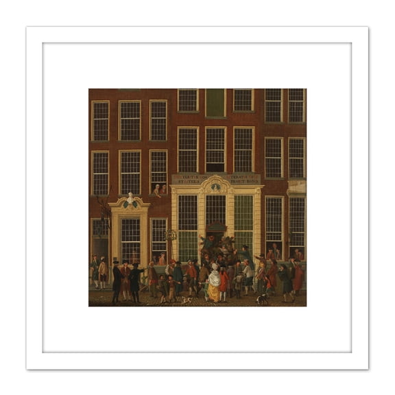 Ouwater Bookshop Lottery Agency Jan De Groot 8X8 Inch Square Wooden Framed Wall Art Print Picture with Mount