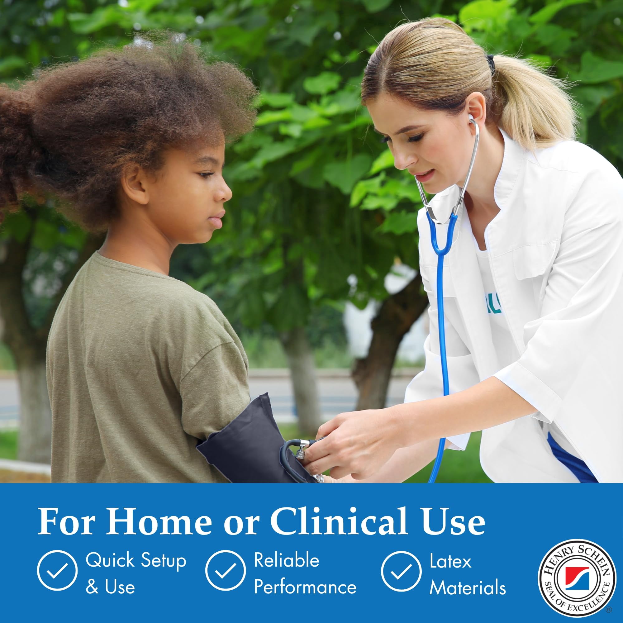Child Pro Aneroid Sphygmomanometer – Pediatric Size 9 Navy Blue Cuff, Manual Blood Pressure Monitor, Reusable, Dial Display, Includes Leatherette Carrying Case – 1 Count