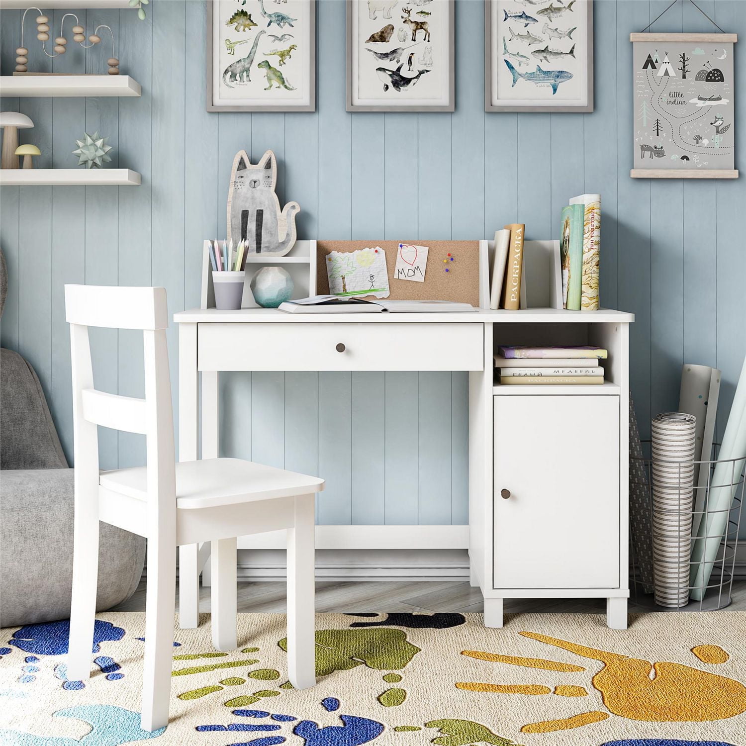 Ameriwood Home Abigail Bureau pour enfants avec chaise, blanc