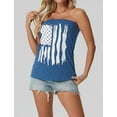 thumbnail image 5 of JWD Women's Floral Tube Tops Casual Summer Backless Strapless Top Sleeveless Bandeau Tanks Shirt Blue White Flag S, 5 of 5