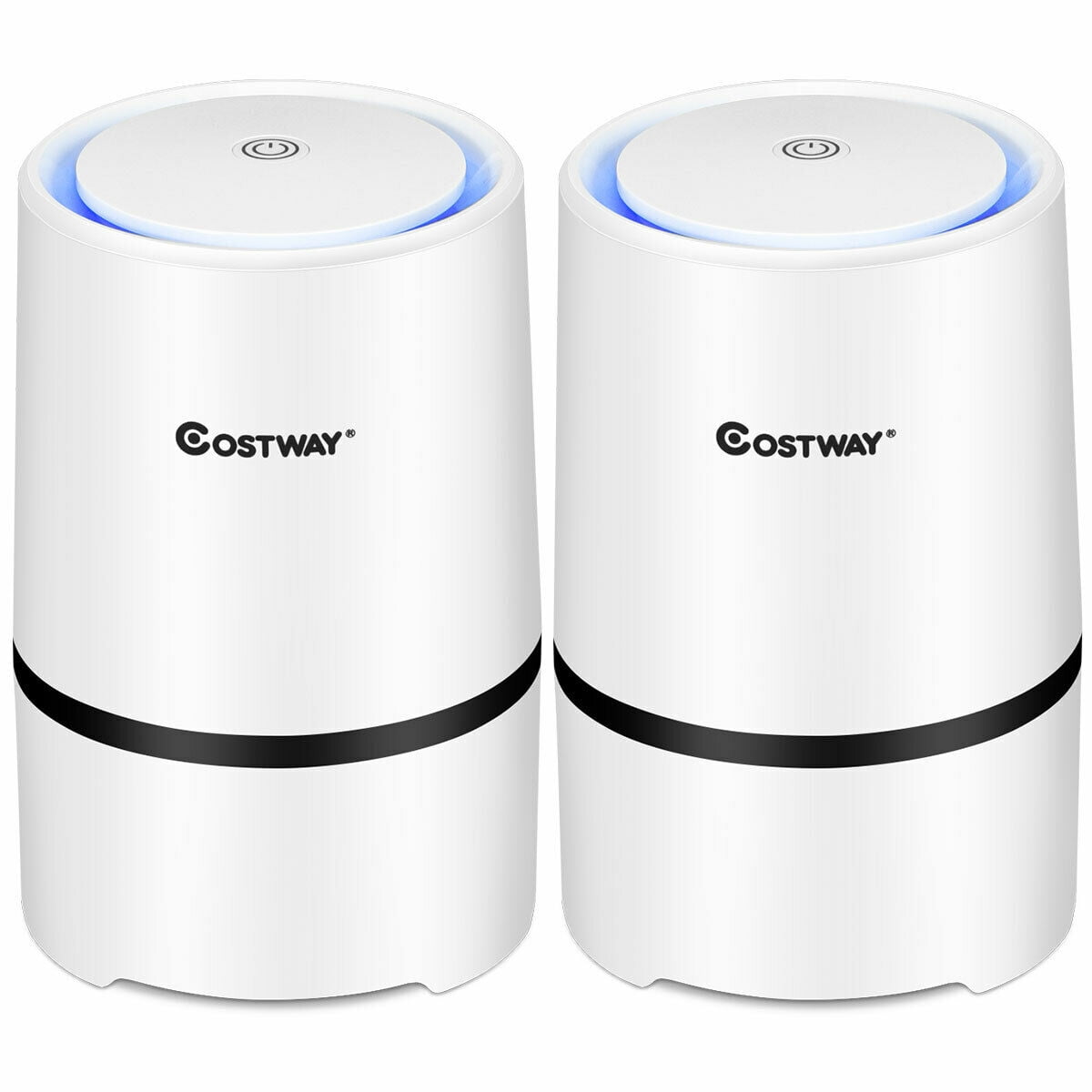 Costway 2pcs Mini Ionic HEPA Air Purifier W/3in1 Composite HEPA