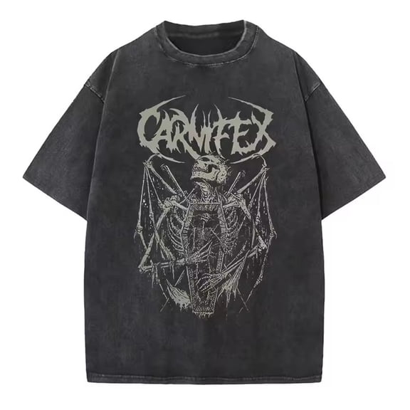 Retro Skull Washed T-Shirt Fun Letter Print Y2K Vintage Streetwear Casual Vintage Top for Men Women