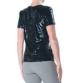 thumbnail image 4 of RALPH LAUREN Womens Navy Sequined Short Sleeve Crew Neck Top 2XS, 4 of 4