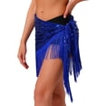 thumbnail image 5 of HULIJA Women's Belly Dance Hip Scarf Glittery Sequin Fringe Triangle Short Skirt Latin Jazz Dance Skirts Blue One Size, 5 of 6