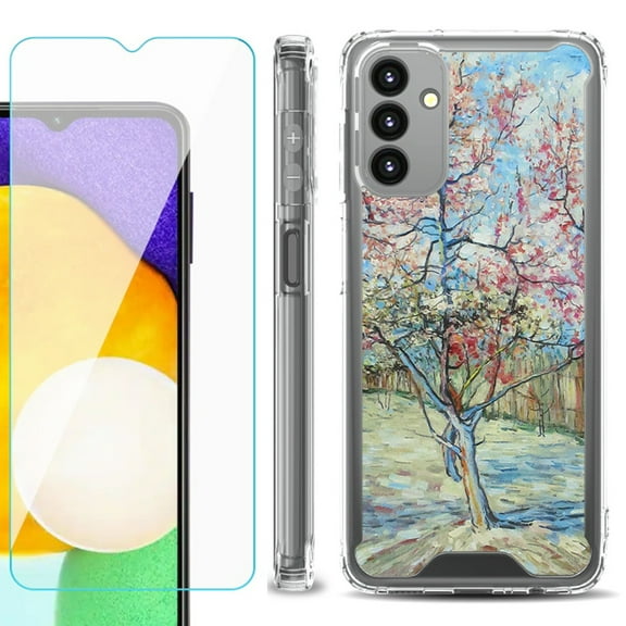 Shockproof Bumper Phone Case for Samsung Galaxy A13 5G, with Tempered Glass Screen Protector, by OneToughShield ® - Blossom Tree