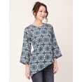 thumbnail image 2 of Moomaya Printed Asymmetric Tops For Women, Poly Rayon Long Sleeve Tunic Top, 2 of 8