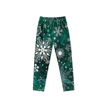 

JYYYBF 3-8Y Christmas Toddler Boys Girls Trousers Christmas Print Elastic Waist Casual Long Pants Green 4-5 Years