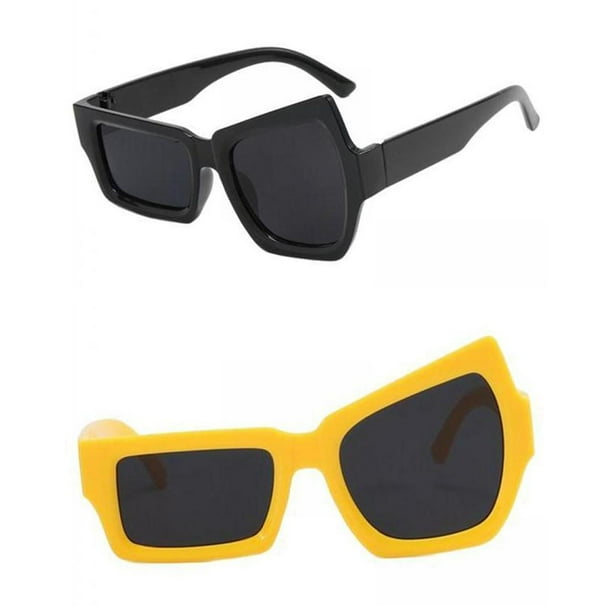 2 gafas de sol novedosas y modernas para fiestas, estilo divertido para cumpleaños. Amarillo negro
