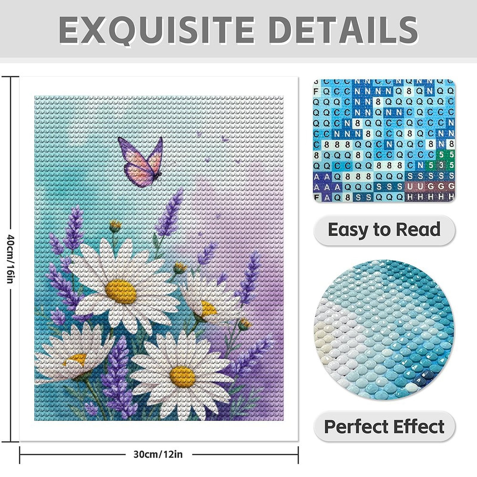 Diamond Art Kits for Adults - 5d Butterfly Daisies Lavender Bliss Diamond Painting for Adults, Diamond Art for Adults Beginners, Diamond Painting Kits for Adults for Home Wall Decor