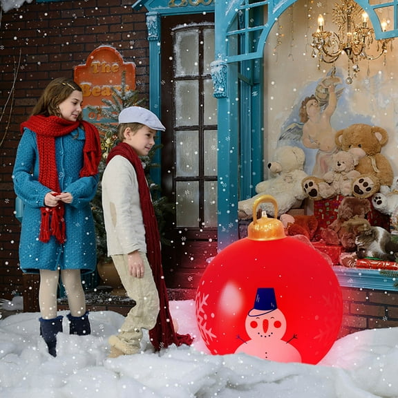 SDJMa 23.6 Inch Light Up Giant Christmas Ball Outdoor Christmas Infla-tables with LED Light Decorated Ball Xmas Blow Up Ball for Garden Yard Patio Christmas Holiday Decor (K