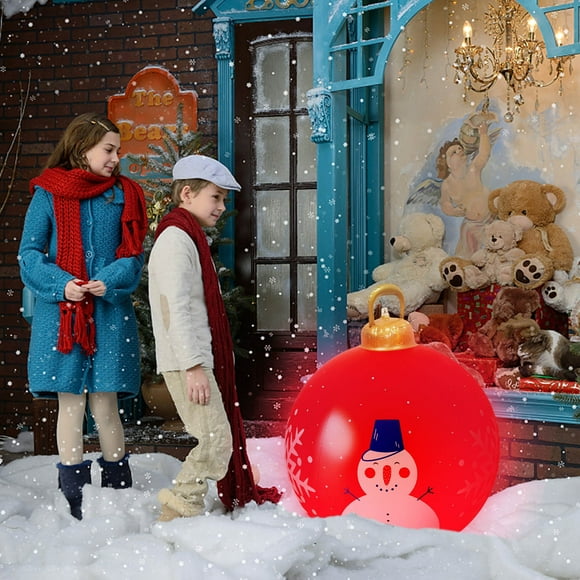 Christmas Inflatable Decorative Ball | Outdoor Christmas Ornament Ball | Tree Decor with Lamp | Weather-Resistant Pvc Yuletide Garden Decoration for Home Porch Yard Holiday Display