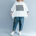 thumbnail image 4 of Women's Relaxed Striped Button-Up Long-Sleeve Cotton Blouse Shirt GA2075 White, 4 of 5