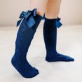 thumbnail image 4 of Krdevn Baby Socks - Toddler Baby Kids Girls Solid Knee-High Socks Stockings Mid-Calf Length Princess Sock - Socks for Baby Girl,Color:Blue,Size:3-18 Months, 4 of 6