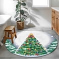 thumbnail image 3 of Round Rug 3.3Ft Washable Non-Slip, Merry Christmas Circle Area Rugs for Living Room Bedroom, Xmas Pine Trees Snowflakes Moon Winter Blue Indoor Floor Mats Carpet Runner for Home Decor Aesthetic, 3 of 8